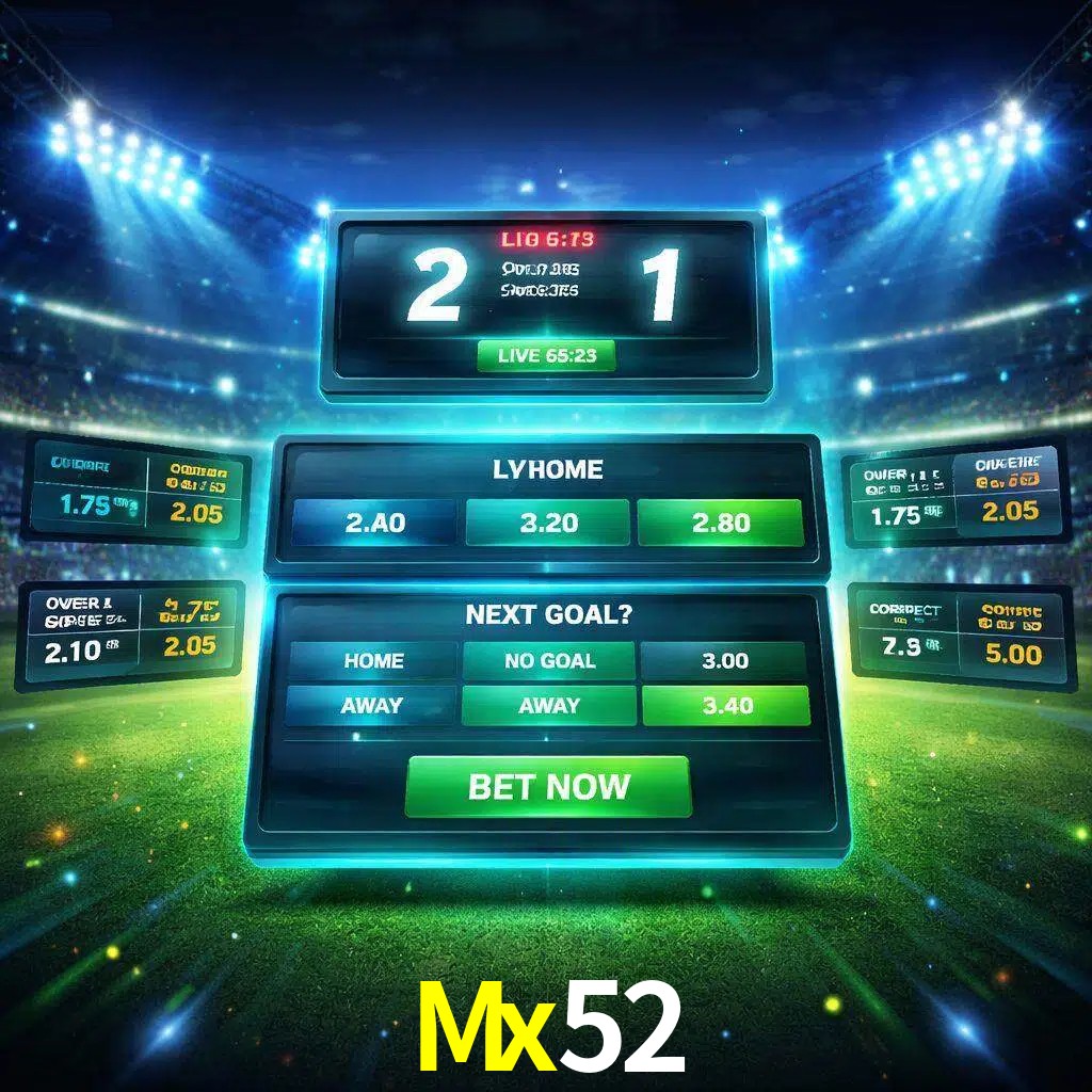Vista de apuestas en vivo Mx52 durante un partido en curso