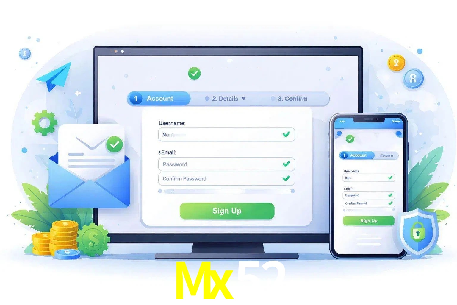 Registro de nuevo usuario y configuración de cuenta Mx52